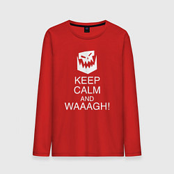 Лонгслив хлопковый мужской Warhammer keep calm and waaagh, цвет: красный