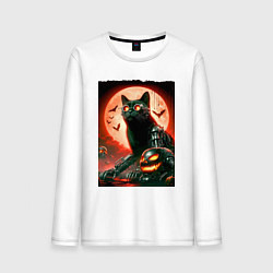 Мужской лонгслив Стимпанк кот в очках - нейроарт