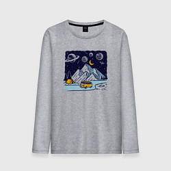 Мужской лонгслив Космическая дорога в горах
