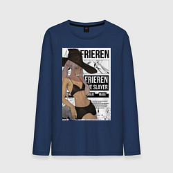Лонгслив хлопковый мужской Frieren She Slayer, цвет: тёмно-синий