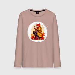 Лонгслив хлопковый мужской Рыба с глинтвейном, цвет: пыльно-розовый