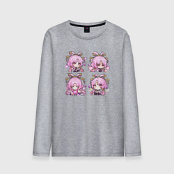 Лонгслив хлопковый мужской Фу Сюань стикеры, цвет: меланж