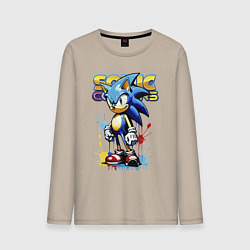 Мужской лонгслив Ёжик Соник - эскиз с логотипом