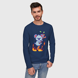 Лонгслив хлопковый мужской Пожар у коалы, цвет: тёмно-синий — фото 2