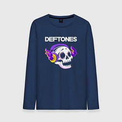 Мужской лонгслив Deftones - неоновый череп