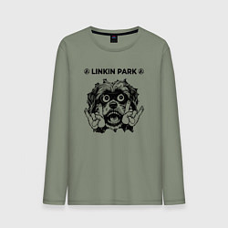 Лонгслив хлопковый мужской Linkin Park 2024 - rock dog, цвет: авокадо