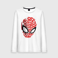 Лонгслив хлопковый мужской Spider-Man text, цвет: белый