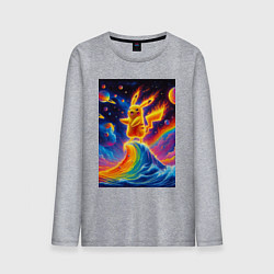 Мужской лонгслив Огненный Пикачу на волне - нейроарт фантазия
