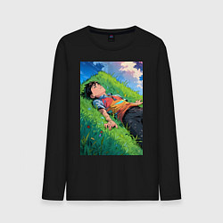 Мужской лонгслив Аниме мальчик на траве