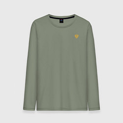 Лонгслив хлопковый мужской Кто к нам с мечом придет герб желтый текст круглый, цвет: авокадо