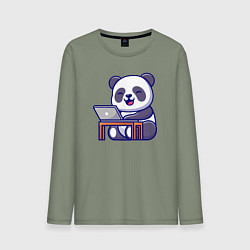 Мужской лонгслив Весёлая панда с ноутбуком