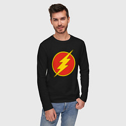 Лонгслив хлопковый мужской Flash logo, цвет: черный — фото 2