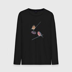 Мужской лонгслив Снегири на ветке рябины