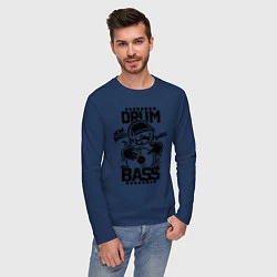 Лонгслив хлопковый мужской Drum n Bass: More Bass, цвет: тёмно-синий — фото 2