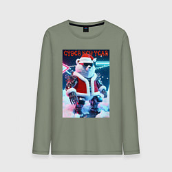 Мужской лонгслив Cyber new year - polar bear