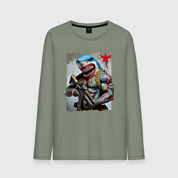 Мужской лонгслив Чувак-акула боец спецназа