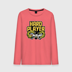 Лонгслив хлопковый мужской Hard player, цвет: коралловый