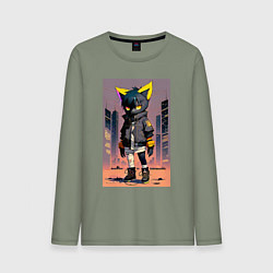 Мужской лонгслив Уличный котёнок хулиган - нейроарт