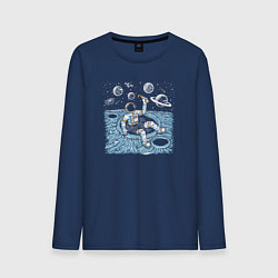 Лонгслив хлопковый мужской Отдых на луне с пивком, цвет: тёмно-синий