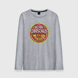 Лонгслив хлопковый мужской Merry christmas holiday, цвет: меланж
