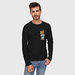 Лонгслив хлопковый мужской Чилловый парень, цвет: черный — фото 2
