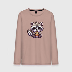 Мужской лонгслив Милый енотик с печенькой