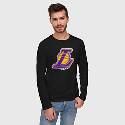 Лонгслив хлопковый мужской Lakers team, цвет: черный — фото 2