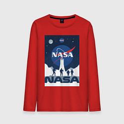 Лонгслив хлопковый мужской NASA открытия, цвет: красный