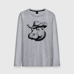 Мужской лонгслив Бегемот ковбой