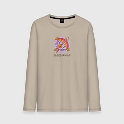 Лонгслив хлопковый мужской Знак зодиака Стрелец, цвет: миндальный