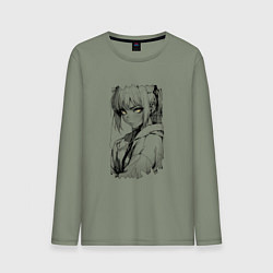 Лонгслив хлопковый мужской Девушка с блекло-желтыми глазами, цвет: авокадо