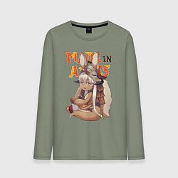 Лонгслив хлопковый мужской Созданный в бездне - Наначи, цвет: авокадо