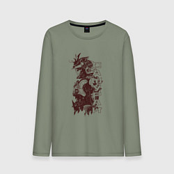 Лонгслив хлопковый мужской Кибернетический самурай, цвет: авокадо