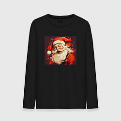 Мужской лонгслив Дед Мороз весёло улыбается