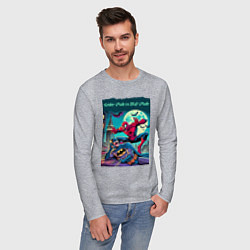 Лонгслив хлопковый мужской Чувак паук против чувака летучей мыши - нейроарт п, цвет: меланж — фото 2