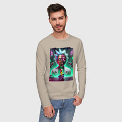 Лонгслив хлопковый мужской Rick and Morty - neon skull, цвет: миндальный — фото 2