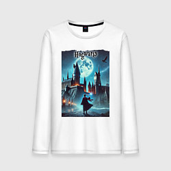 Лонгслив хлопковый мужской Nightly Hogwarts - neon glow, цвет: белый