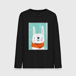 Мужской лонгслив Снежный заяц с шарфом