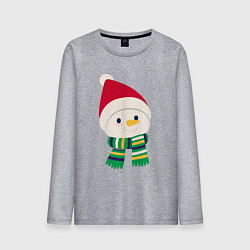 Мужской лонгслив Праздничный снеговик в красной шапочке