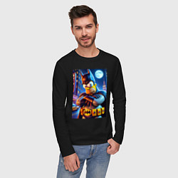Лонгслив хлопковый мужской Batsimpson - ai art collaboration, цвет: черный — фото 2