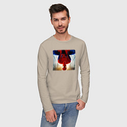 Лонгслив хлопковый мужской Новый человек паук, цвет: миндальный — фото 2