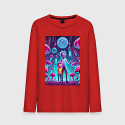 Мужской лонгслив Rick and Morty among neon mushrooms - ai art fanta