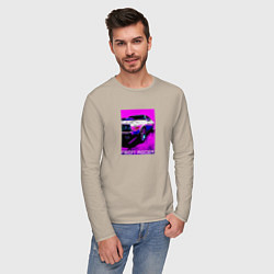 Лонгслив хлопковый мужской Neon racer, цвет: миндальный — фото 2
