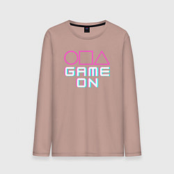 Лонгслив хлопковый мужской Squid game on, цвет: пыльно-розовый