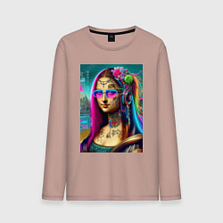 Лонгслив хлопковый мужской The Gioconda of our days is eclectic, цвет: пыльно-розовый