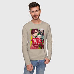 Лонгслив хлопковый мужской Momo Ayase х Ken Takakura, цвет: миндальный — фото 2