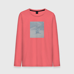 Лонгслив хлопковый мужской Снежный белый заяц, цвет: коралловый