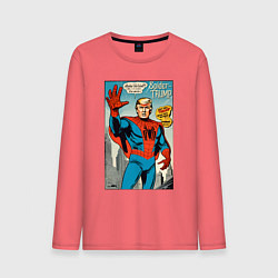 Лонгслив хлопковый мужской Spider-Trump - retro, цвет: коралловый