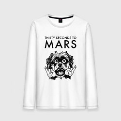Лонгслив хлопковый мужской Thirty Seconds to Mars - rock dog, цвет: белый