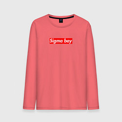 Лонгслив хлопковый мужской Сигма бой supreme style из песни мерч - тик-ток ме, цвет: коралловый